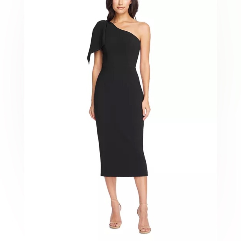 NEW NWT Dress‎ the Population Tiffany one shoulder midi dress black size M